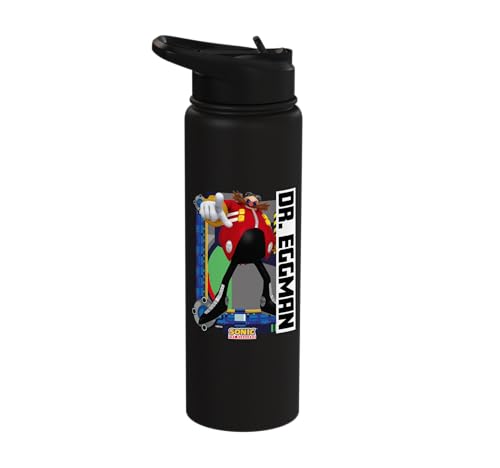 Sonic the Hedgehog - In the Zone - Dr. Eggman Stainless Steel Insulated Water Bottle - color: Black
