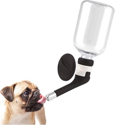 Andiker No-Drip Dog Water Dispenser Bottle-Dog Kennel Cage Water Dispenser Water Drinker Kettle for Pets can be Raised and Lowered Drinking Water Feeding Cage Water Bottle for Dogs (Black) - color: Black
