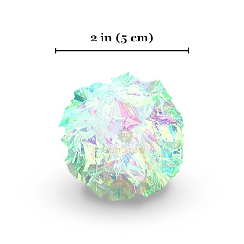 SunGrow Mylar Cat Crinkle Balls, 2", Shiny and Stress Buster Toy, Lightweight and Great for Use in Craft Projects, Toy Ball Suitable for Both Feline and Kids, Kitten Chew and Chase Balls for Exercise - size: 12 Pcs
