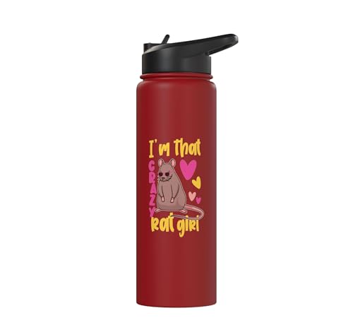 Funny Rat Design for Girls and Women Stainless Steel Insulated Water Bottle - color: Red