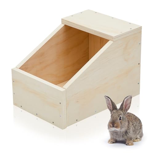1 Pack Wood Rabbit Nesting Box, 16x11x11 Inch Wooden Hutch Hideout for Breeding, Natural Burrow Den Alternative for Rabbits & Small Animals - size: 16x11x11 Inch