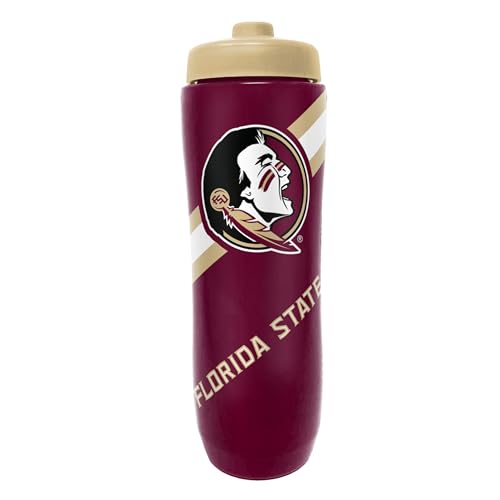 Party Animal NCAA Squeeze Bottle, 32 oz, Florida State Seminoles | Slim, lightweight BPA-free sports water bottle with quick-flow squeeze; fits backpacks & cup holders for kids or adults - style: Florida State Seminoles
