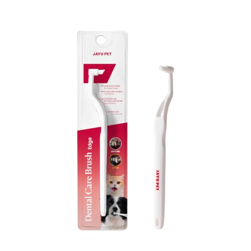 JAYU PET Dental Care Brush (Edge Bristles) 1ea - Micro Round Head Dog Toothbrush, Cat Toothbrush, Dental Care, Perfect for Kitten & Small Breed with End-tuft Diagonal-Shaped Bristle & Easy Grip Handle - color: Edge Bristles, size: 1 Count (Pack of 1)
