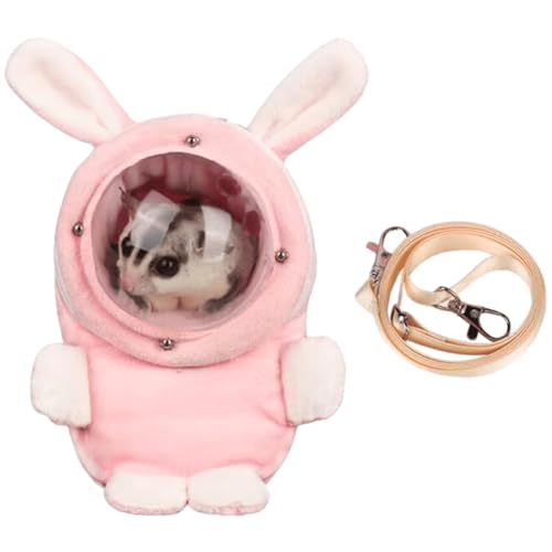 Sugar Glider Bonding Pouch Bonding Pouch Carry for Rat Syrian Hamster Hedgehog Small Pocket Pets, Gerbil Travel Bag Cute Bunny-Shaped Outing Bag with Large Transparent Window (Pink,Large) - color: Pink, size: 3.9"L x 3.2"W x 7.1"H