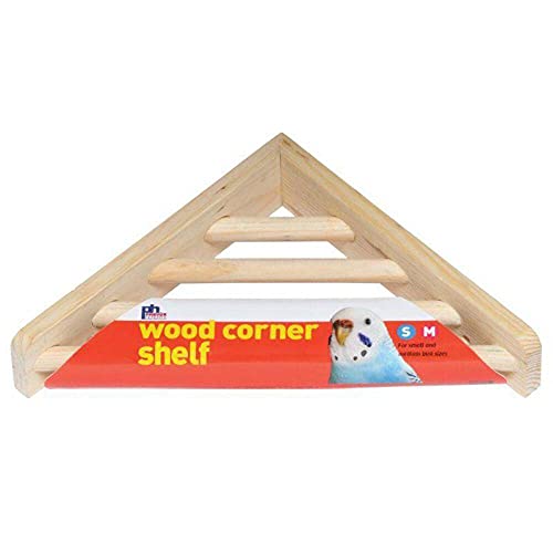 Prevue Pet Products Wood Corner Shelf Platform for Bird Cages - Ladder Perch Ideal for Parakeets, Canaries, Cockatiels, Lovebirds, and Conures, Mounted Wooden Bird Perches - Small & Medium Birds