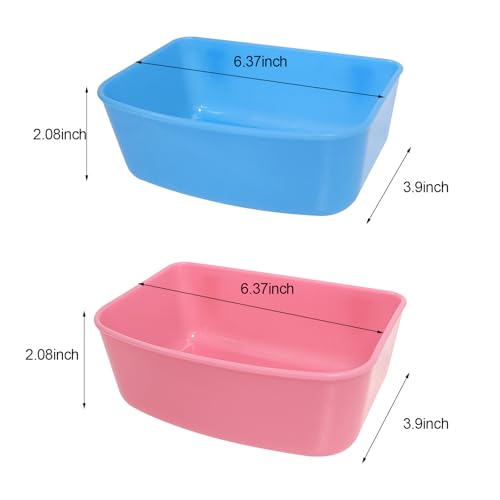 6 Pack Feeder (Blue, Pink), Hanging Feeder,Food and Water Container, Bath Water Bowl Universal for Birds Hamsters Mice Rats Rabbit Guinea Pig Small Pets (M) - size: M