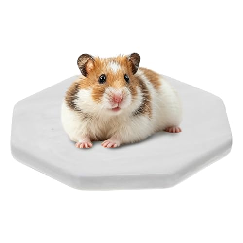 Hamster Cooling Ceramic Plate, Octagon Marble Pattern Cooling Bed for Small Animals, Summer Heat Relief Pad for Hamsters