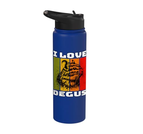 Degu Retro Degu I Love Degu Stainless Steel Insulated Water Bottle - color: Royal Blue
