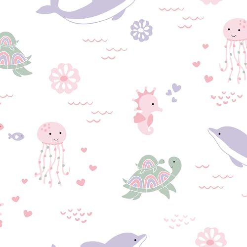 Lambs & Ivy Sea Dreams Soft White 100% Cotton Nautical Ocean Fitted Crib Sheet - color: Sea Dreams