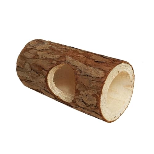 Wood Log Tunnel for Hamsters, Hideout Tube Toy for Pet Rat | Natural Wooden Hide Out, Small Habitat Decor, Small Animals Cage Accessories, for Chinchilla/Gerbil/Syrian Hamster/Guinea Pig