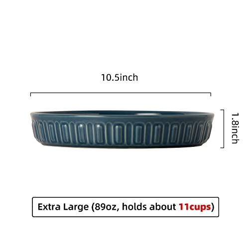 Shallow Dog Bowls, 10.5" Ceramic Large Food Plate for Small, Medium and Large Breeds, Non-Slip, Flat and Wide, Dishwasher Safe, Suitable for Dogs and Cats (Blue) - color: Blue, size: 10.5 inch