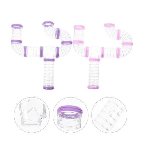 Kisangel 16Pcs Hamster Tunnel Tubes DIY Transparent Connector Pipes for Hamster Cage External Tracks Small Animal Toys 5.89X2.36X2.36In