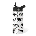 Girls Water Bottle, 16oz Black Cat Insulated Water Bottle with Straw (1pc) | BPA-Free, Leak Proof, Stainless Steel, with Handle, Kids Water Bottle for School, Boys, Travel, Cats Lovers Gifts Cup - color: Cow Cat, size: 16 Ounces