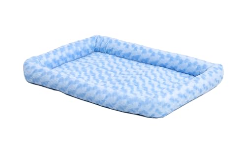 MidWest Homes for Pets QuietTime Fashion XXS Dog Bed – Blue Faux Fur Bolster, Ultra-Soft and Machine Washable, Fits 18-Inch Crates and Carriers, for Small Dogs and Cats (Pack of 2) - color: Blue, size: 18 Inch (Pack of 2)