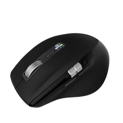 INFINMIND Wireless Bluetooth Side Scroll Mouse with Multi-Device, Ergonomic Computer Mice with Smart Flying Scroll, Quiet Click 4-Level DPI for Computer, Laptop, iPad, Tablet, MacBook (Black) - color: Black
