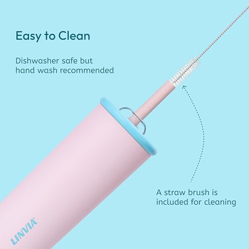 25 oz Candy Tumbler, Insulated Water Bottle with Straw Lid | Double Wall Stainless Steel, 2-in-1 Lid, Flexible Straw, Cup Holder Friendly, Dishwasher Safe, BPA Free, Pastel Pink - color: Pastel Pink, size: 25 Ounces