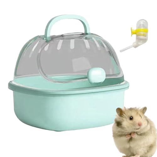 Hamster Travel Carrier Cage with Water Bottle Portable Mice Travel Case Clear Small Animal Carry Case for Chinchilla Hedgehog, Blue