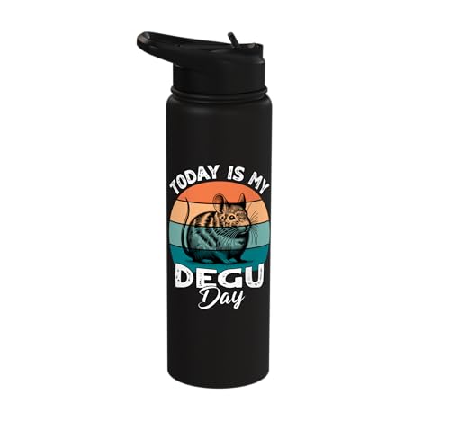 Funny Degu Stainless Steel Insulated Water Bottle - color: Black