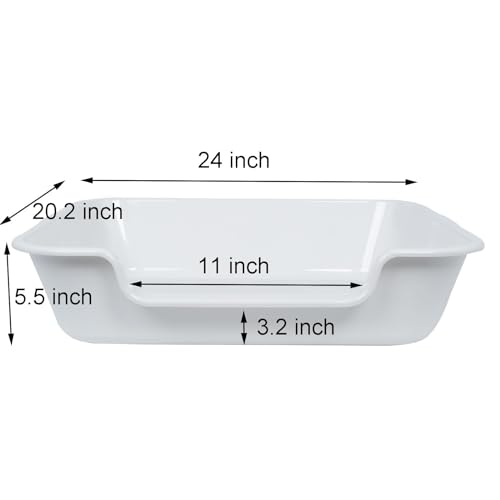 Extra Large Low Entry ABS Cat Litter Box, Light Gray, 24" L x 20" W, 1 Pack | Durable low entry litter box, non-stick, odor-free, ideal for seniors, kittens, rabbits, large cats and multi-pet homes. - color: Light Gray, size: Large (Pack of 1)