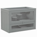 PawHut 2-Level Hamster Cage, Mouse Cage for Chinchillas, Gray | Mice and Rat House, Small Animal Habitat, Front Door, Shelf, Ladder, Openable Top - color: Gray