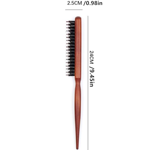 Boar Bristle Teasing Brush, 2 Packs Teasing Brush with Rat Tail Handle Hair Teasing Comb for Fine Hair, Ratting Hair Brush Curl Training Teasing Hair Brush for Smoothing Thin Thick Hair