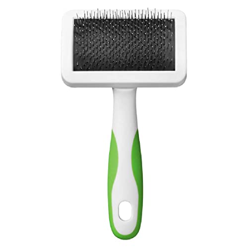 Andis 65705 Stainless-Steel Slicker Brush for Dogs and Cats - Durable and Lightweight Grooming Tool for All Breeds and Fur Lengths, Reduces Shedding and Promotes Hair Growth - Medium, Green - size: Medium, style: Firm Slicker Brush