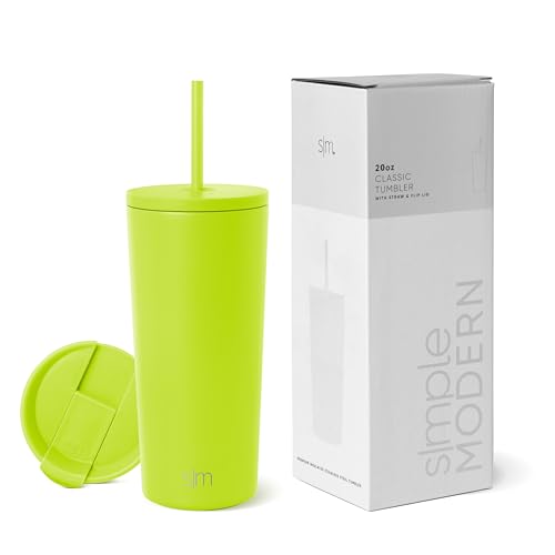 Simple Modern Insulated Tumbler with Lid and Straw | Iced Coffee Cup Reusable Stainless Steel Water Bottle Travel Mug | Gifts for Women Men Her Him | Classic Collection | 20oz | Green Apple - color: -Green Apple, size: 20 Ounces