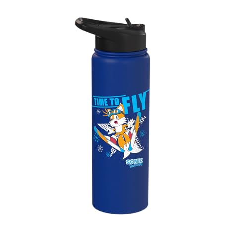 Sonic the Hedgehog - Ski Flying Tails Stainless Steel Insulated Water Bottle - color: Royal Blue