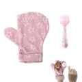1Pcs Hamster Bite Proof Glove and Grooming Brush Set, Adjustable Hamster Glove, Lid Soft Cleansing Brush Massage Combs, Guinea Pig Brush, Hamster Care Set for Hamsters, Ferrets, Hedgehogs (Pink Stars) - color: Pink Stars