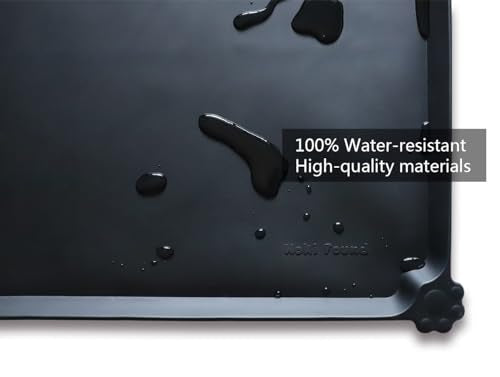 Hoki Found L Silicone Non Slip Pet Dog Cat Bowl Mats - Placemat, Waterproof Food Mats for Carpet - Black - color: Black, size: 22" x 14"