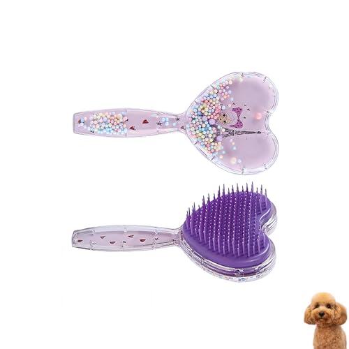 Small Dog Brush, Soft Dog Brush for Shih Tzus, Yorkies, Maltipoos, Maltese ， Love Shape Puppy Massaging Hair Brush, Cat Brush, for Small Dogs Cats Rabbits of All Hair Types (Purple) - color: Purple