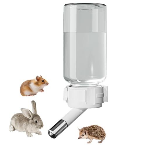 120ml No Drip Hamster Water Bottle, Wall Mounted Wire Cage Water Feeder with Adjustable Stand, Double Ball Leak Proof Small Pet Water Dispenser for Hamster Rabbit Hedgehog Gerbil Mice