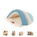 Hamster Hideout & Guinea Pig Bed, Semi-enclosed Hamster Hideout Small Animal Sleeping Cave Machine Washable Guinea Pig Hideouts for Chinchilla, Hedgehog, Rat, Sugar Glider,Flower-branch mouse (Blue)