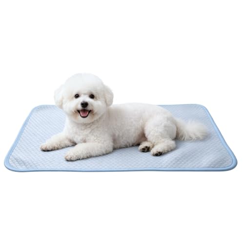 Petfelix FrostPlus Cooling Mat for Dogs Qmax>0.45 Breathable Dog Cooling Mat Chemical Free Fabric Cooling Dog Bed for Cats and Small Animals Non Slip Washable Scratch Resistant, S, 20''*16'' - size: S-20''*16''