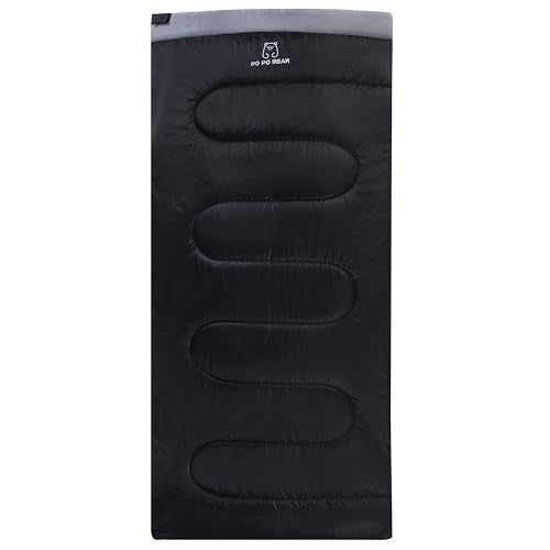 PO PO BEAR Zero Degree Sleeping Bag for Adults 100% Cotton Flannel Tall and Big - color: Black（40 F）, size: 84" x 40" Right Zip