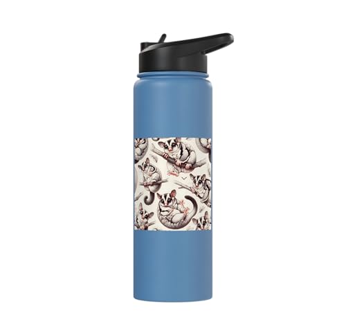 Beautiful Sugar Glider Pattern Aesthetic Sugar Gliders Stainless Steel Insulated Water Bottle - color: Light Blue