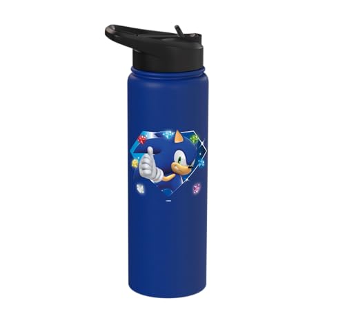 Sonic the Hedgehog 35th Anniversary Emerald Legacy Stainless Steel Insulated Water Bottle - color: Royal Blue