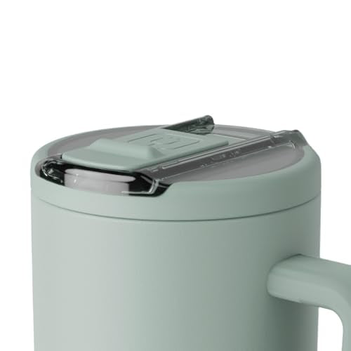 BrüMate Era Flip 30oz Tumbler with 100% Leakproof Covered Straw Lid | Hygienic Covered Straw | Insulated Stainless Steel Water Bottle with Handle | Cup Holder Friendly | BPA-Free (Sage) - color: Sage, size: 30 Ounces