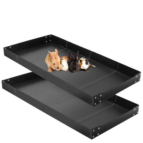 Wenqik 2 Pcs Guinea Pig Cage Liner Corrugated Plastic Cage Liner Base 2 x 4 Panel Size Guinea Pig Cage Bottom for Small Animals Hedgehogs Rabbits Cages Tray, 55 x 27 Inch(Black) - color: Black