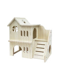 Hamster Hideout Cage Accessories - Hamster House and Habitat Wooden Hide Hut with Climbing Ladder for Dwarf Gerbils and Mouse Mice Rat Other Small Animals etc.