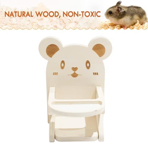 Handmade Wooden Hamster Dining High Chair - Small Animal Cage Accessories Habitat Decor House Photo Props - Small Animal Toys for Mice, Rat, Hedgehog, Rodents (Wood)