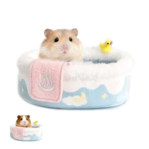 Blue Cotton Small Animals Bed, Hamster Bathtub Accessories Cage Toys, Relax Habitat Cozy Sleep Pad Rest Nest for Hamster/Guinea Pigs/Hedgehog/Squirrel/Mice/Chinchilla/Ferret Rat - color: Cotton Bathtub