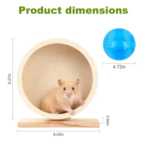 9 Inch Hamster Wooden Silent Exercise Running Wheel with Mini Running Ball | Small Animal Exercise Wheel Accessories,Wooden Exercise Wheels with Removable Track for Gerbils,Mice,Totoro