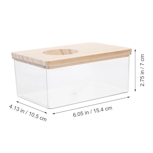 POPETPOP Hamster Sand Bath Box Acrylic Bath Container for Hamsters Transparent Small Animal Shower Bathtub with Lid for Chinchilla Mouse and Gerbil Cage Habitat D Cor 6.06 X 4.13 X 2.75 in
