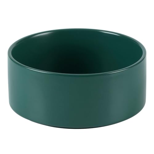 Havniva Ceramic Dog Bowls, 8.3” Dog Food and Water Bowl, Pet Feeding Bowl | Dog Food Bowl for Large Dogs, Food-Grade Ceramic, Dog Water Bowl with Non-Slip Rubber Base, Large Capacity, Dishwasher Safe - color: Matte Dark Green