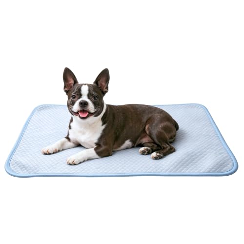 Petfelix FrostPlus Cooling Mat for Dogs Qmax>0.45 Breathable Dog Cooling Mat Chemical Free Fabric Cooling Dog Bed for Cats and Small Animals Non Slip Washable Scratch Resistant, M, 28''*20'' - size: M-28''*20''