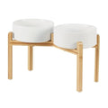 Havniva Dog Bowls Elevated, Ceramic Dog Food and Water Bowl Set | 8.3” Raised Dog Food Bowl, Elevated Dog Bowls with Bamboo Stand, Non-Slip Dog Water Bowl for Large Dog, Large Capacity - color: Matte White, size: 8.3" - 2 Bowls+Stand