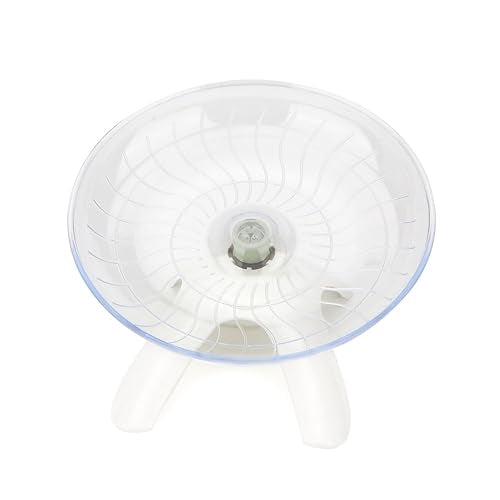 Silent Hamster Exercise Running Wheel Flying Saucer, White | Non-slip surface, smooth & quiet spinning, durable plastic, encourages healthy exercise, for dwarf hamsters/mice/gerbils - color: White