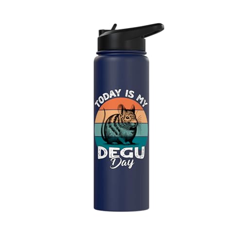 Funny Degu Stainless Steel Insulated Water Bottle - color: Navy Blue