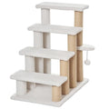 PawHut 4 Levels Cat Steps Pet Stairs Carpeted Ladder for High Bed White | Kitten Tree Climber, Scratching Posts, Hanging Play Ball, Side Step, for Sofa - color: White